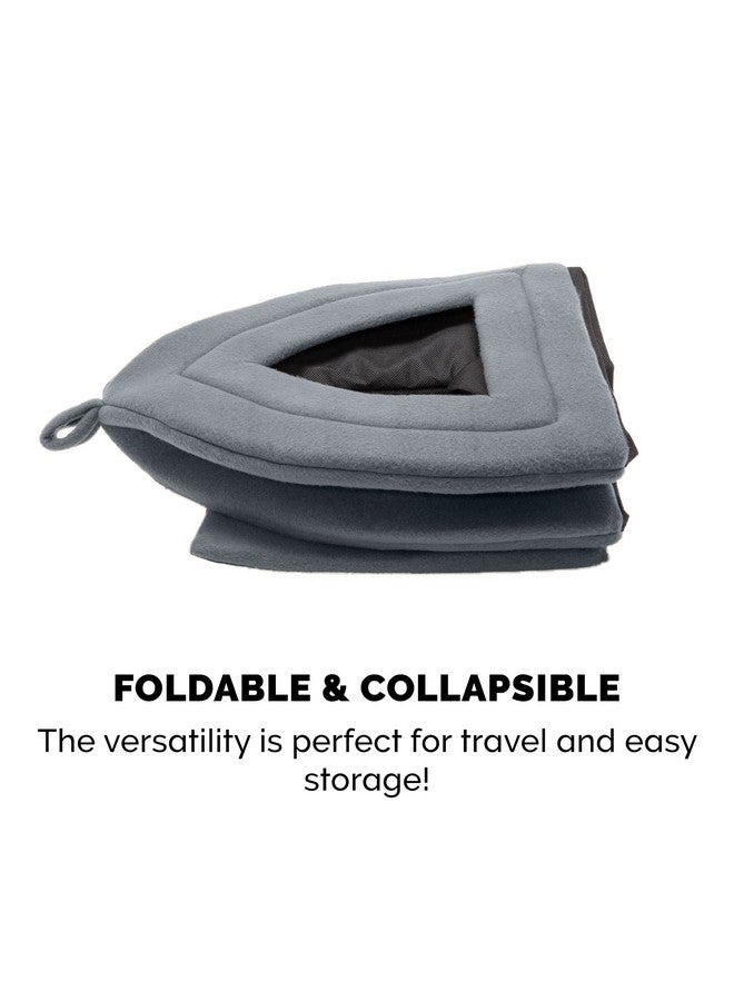 سرير قطط Furhaven Cave للقطط والكلاب الصغيرة، قابل للغسل والطي مع وسادة قابلة للإزالة - خيمة للحيوانات الأليفة من الصوف القطبي - رمادي فاتح، صغير - Image 4