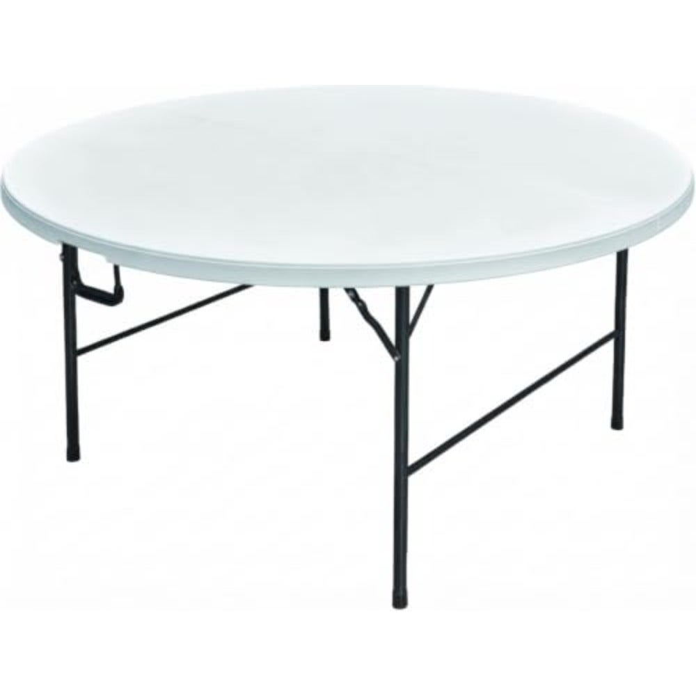 Round Folding Dining Banquet Table Heavy Duty Portable White 120 cm Diameter 3 PCS Set Indoor Outdoor Use Easy Assembly Space Saving Design