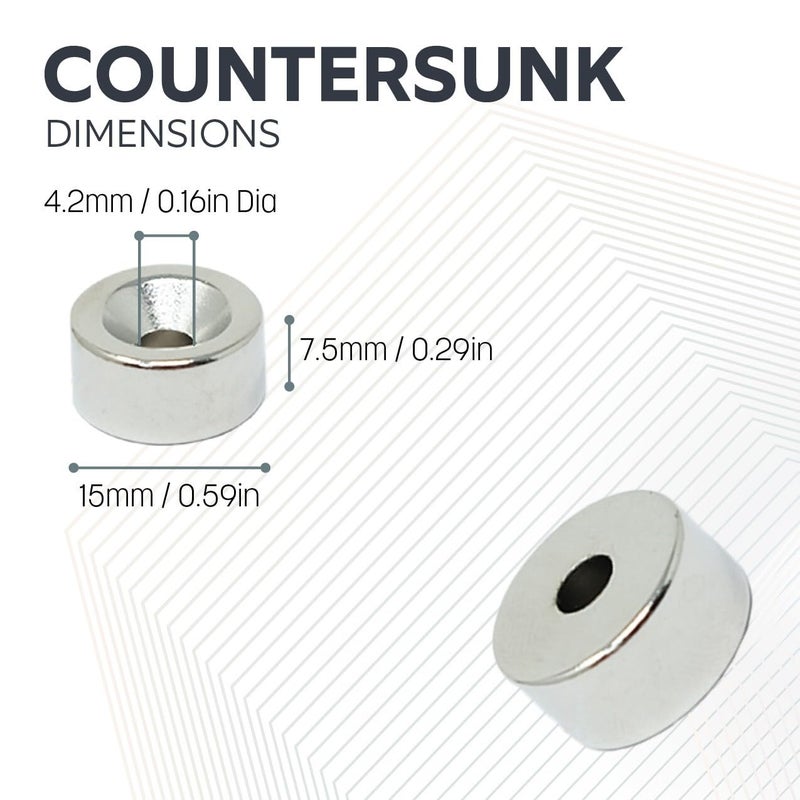 FIRST4MAGNETS مغناطيس ™ F317N-2 Magnet Expert، قطر 15 مم، سمك 7.5 مم، عمق 4.2 مم، مغناطيس نيوديميومي؛ قوة شد 5.7 كجم (القطب الشمالي) (عبوة تحتوي على قطعتين) - Image 4