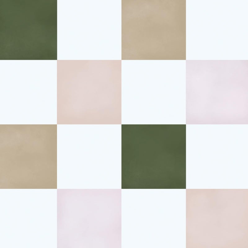 Ismoon Wall Paper Peel and Stick Modern Plaid Wallpaper 17.3" x 78.7" Green and White Mosaic Checkered Wallpaper Geometric Contact Paper for Bathroom Cabinets and Drawers Decor - Image 1