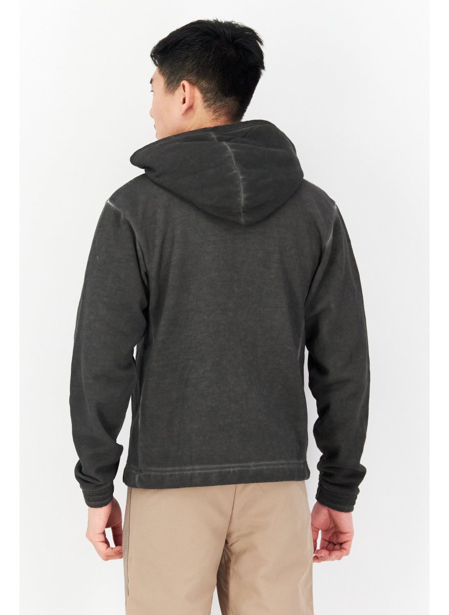 Reebok Men Sportswear Fit Long Sleeve Outdoor Sweatshirt, Washed Black  - Image 3