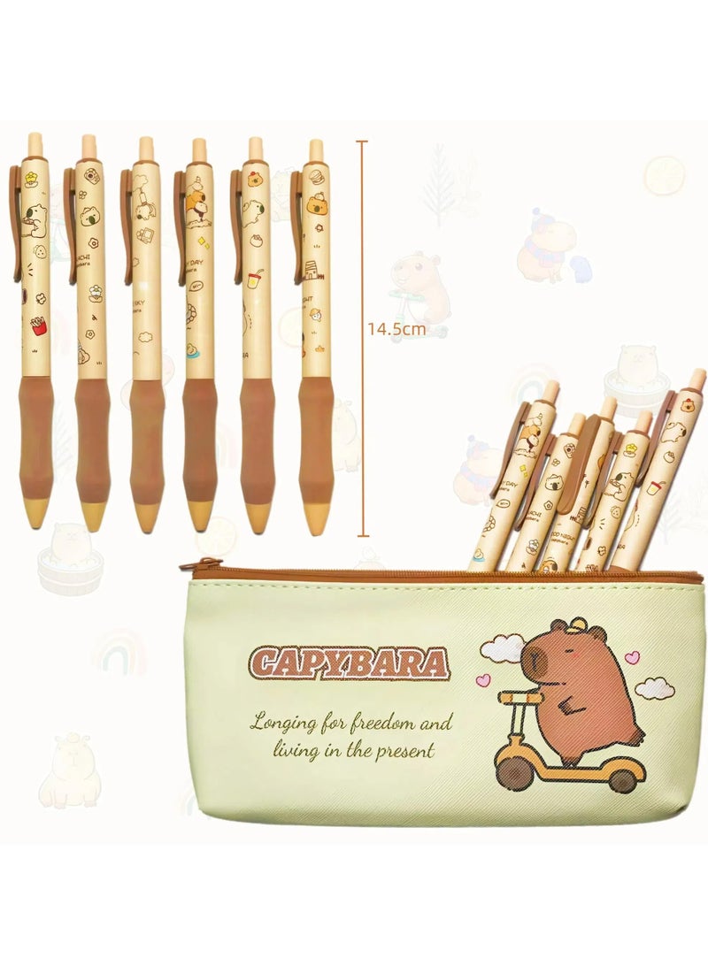 CMGTYYD Capybara Stationery Set – Cute stationery set include capybara pencil case, gel ink pens (black ink), stickers, sticky notes and keyring for office school kids students stationery supply - Image 3