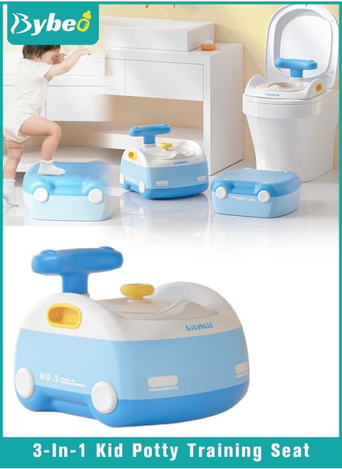 3-In-1 Multifunctional Kid Potty Training Seat, Removable Design Toilet Train Seats, Potties Chair for Kids Toddler Boy Girl, Portable Children Travel Toileting Toilets, Shaped of Cartoon Racer