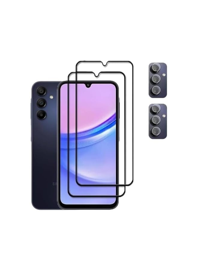 PROMASS (2+2 Pack) SPLACK Compatible with Galaxy A15 LTE, Screen Protector ＆ Camera Lens Protector, Anti Scratch 9H Hardness Protective Film Premium HD Clarity Tempered Glass Friendly - Image 1