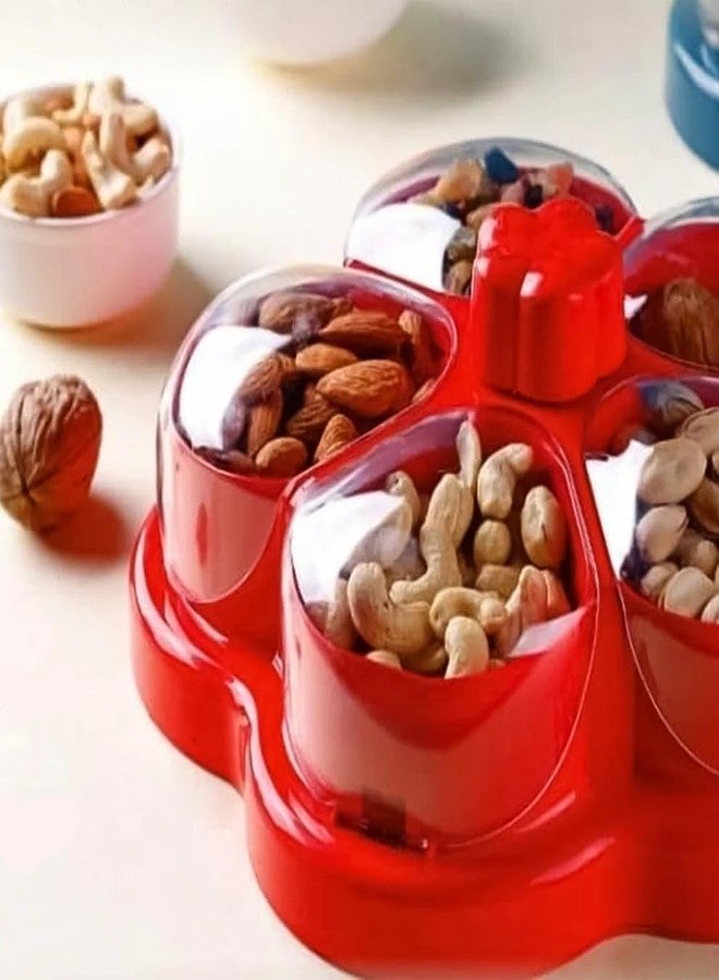 SUPERMOM Multicompartment Storage Box 1 Pc - Lotus Shape Rotating Dry Fruit & Snack Organizer Box with Compartments, Multipurpose Storage Tray for Dry Fruits, Snacks, Chocolates, Candies & Home - Image 3