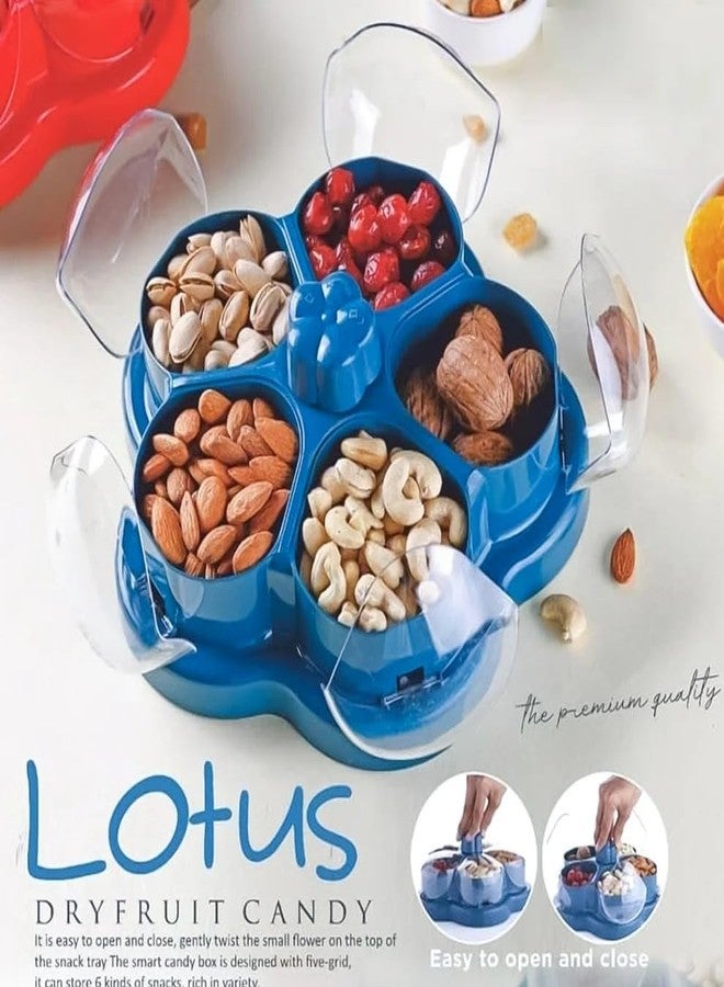SUPERMOM Multicompartment Storage Box 1 Pc - Lotus Shape Rotating Dry Fruit & Snack Organizer Box with Compartments, Multipurpose Storage Tray for Dry Fruits, Snacks, Chocolates, Candies & Home - Image 5