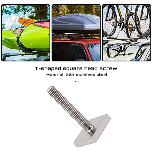 Micro Traders محولات T-Track من Micro Traders 6 قطع M6 x 35 مم براغي T-Slot من الفولاذ المقاوم للصدأ 20x20 مم براغي رأس مربع ملحقات قضبان السقف للسيارة لحامل صندوق السقف - Image 3