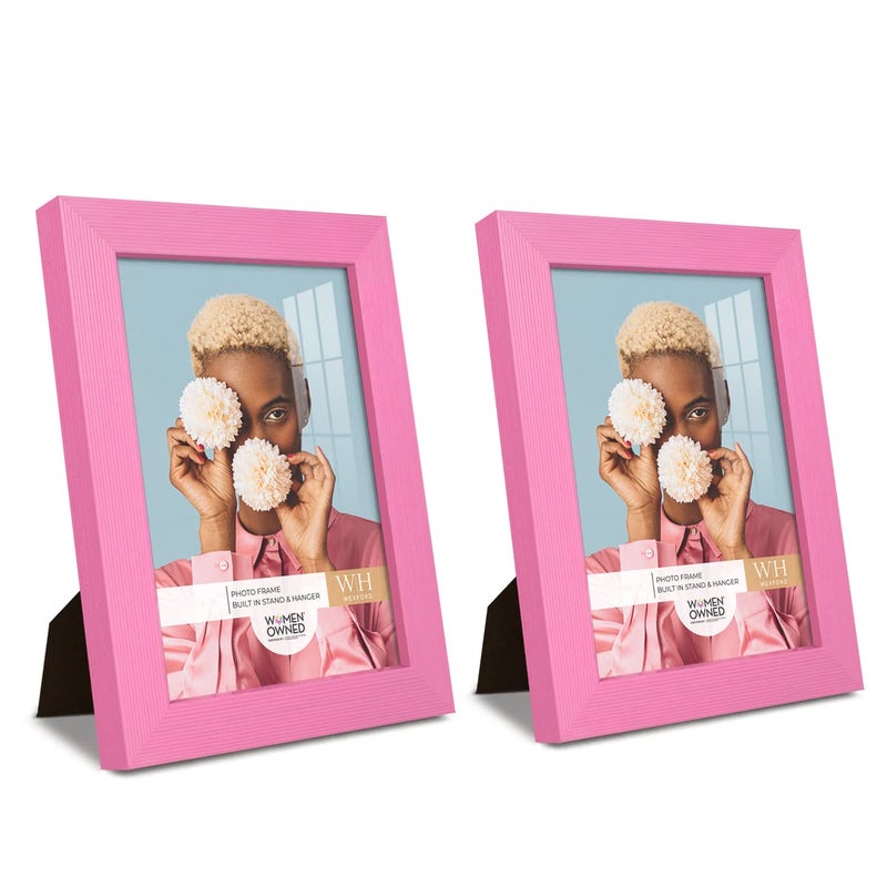 Renditions Gallery 5x7 inch Picture Frame Set of 2 High-end Modern Style  Made of Solid Wood and High Definition Glass Ready for Wall and Tabletop Photo Display  Pink Frame - Image 1