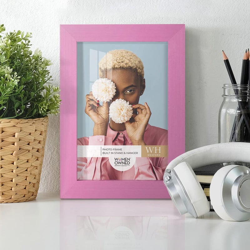 Renditions Gallery 5x7 inch Picture Frame Set of 2 High-end Modern Style  Made of Solid Wood and High Definition Glass Ready for Wall and Tabletop Photo Display  Pink Frame - Image 2