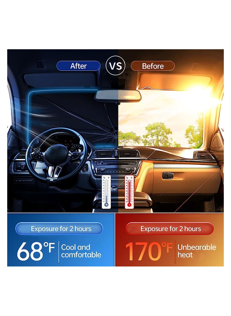 Toby's 2023 Upgraded Car Windshield Sun Shade Umbrella - Foldable Car Umbrella Sunshade UV Block Automotive Car Front Window of Heat Insulation Protection for Auto Sedans Pickups SUVs - Image 2