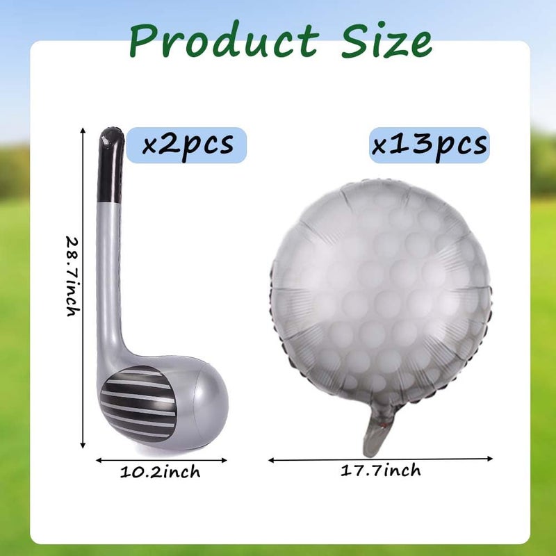 Yowget 15Pcs Golf Balloons Sports Birthday Party Decorations Include 13Pcs 18 inch Balloons & 2Pcs Golf Club,Golf Themed Party Decorations for Boys - Image 2