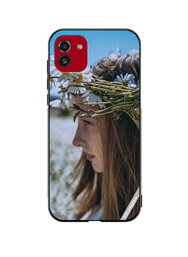 VR CREATIVE Protective Case Cover For Samsung Galaxy A03 Girl With Flower Crown Design Multicolour - Image 1