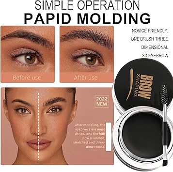 Eyebrow Pomade Gel Black Set LongLasting Eyebrow Tint Lightweight Brow Soap for Defined Brows EasytoApply with DualEnded Brush Perfect 24HR Wear for Filling and Shaping Defined Brows - Image 3