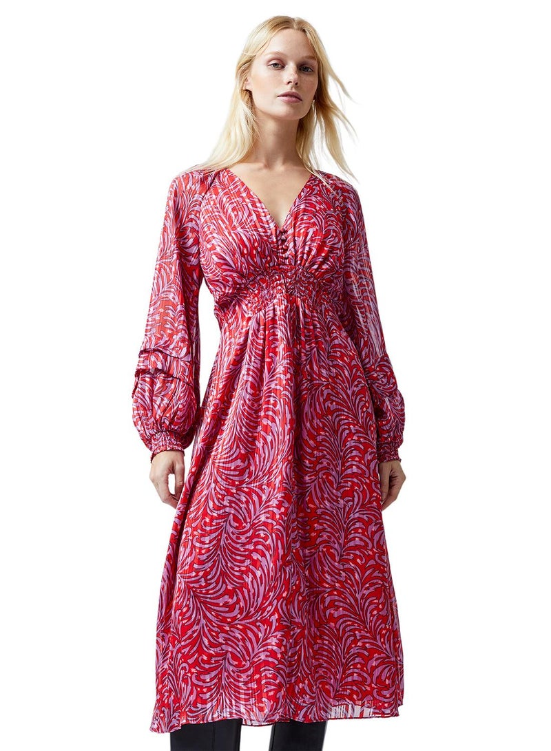 French Connection Amy Callista Printed Long Sleeve Midi Dress - Image 2