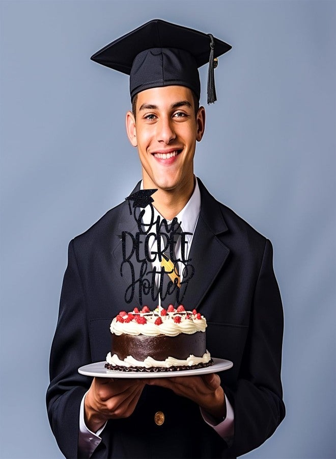 ZACHAKO Black Glitter One Degree Hotter Cake Topper, Big Degree Energy/Hotter By One Degree/Class of 2026, 2026 Graduation Party Decorations Supplies - Image 4