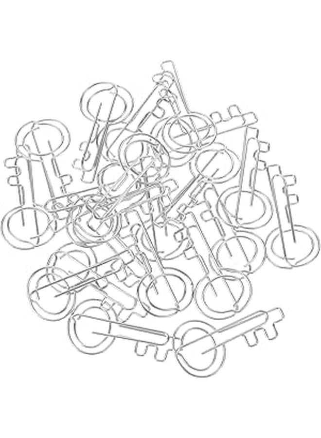 Silver Key Shaped Metal Paper Clips 20Pcs for Office School Documents Notes Bookmarks - Image 1