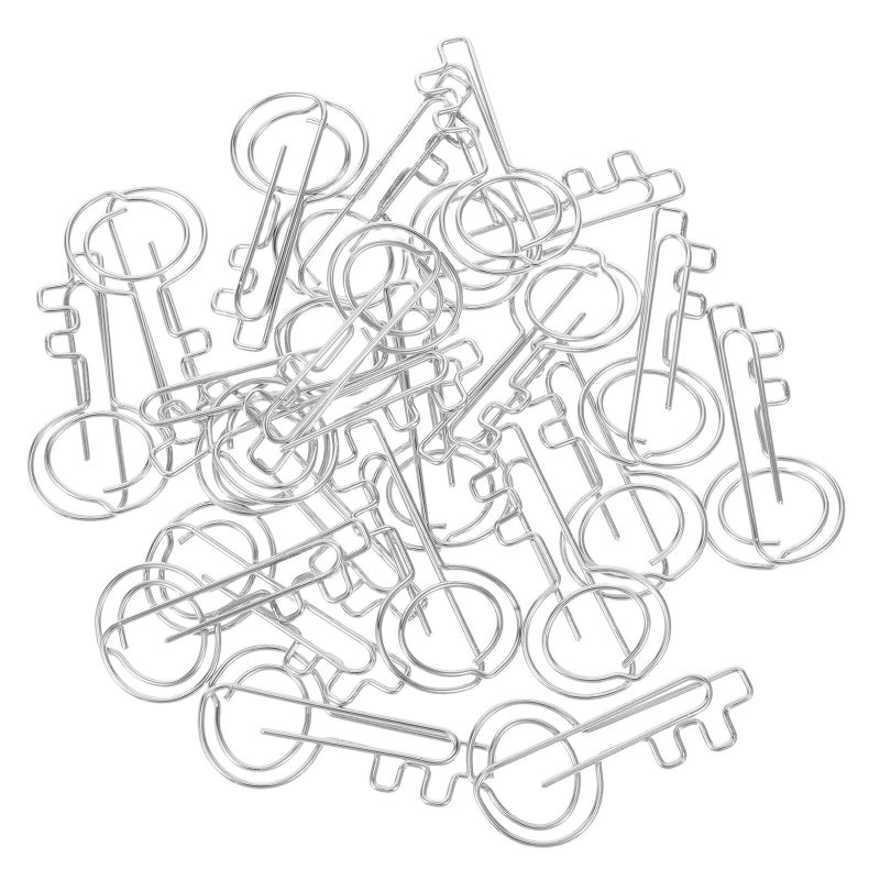 Silver Key Shaped Metal Paper Clips 20Pcs for Office School Documents Notes Bookmarks - Image 2
