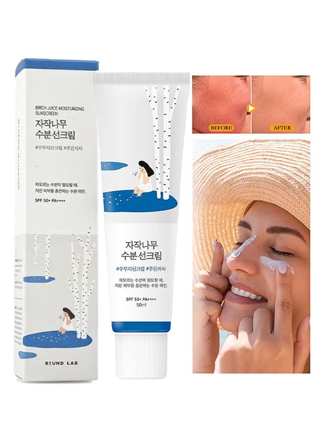 Round Lab - Birch Juice Moisturizing Sunscreen, Strong UV Protection, Refreshing Moisturizing Protective Cream, SPF50++++ Whiening Isolation Cream 50ML - Image 1