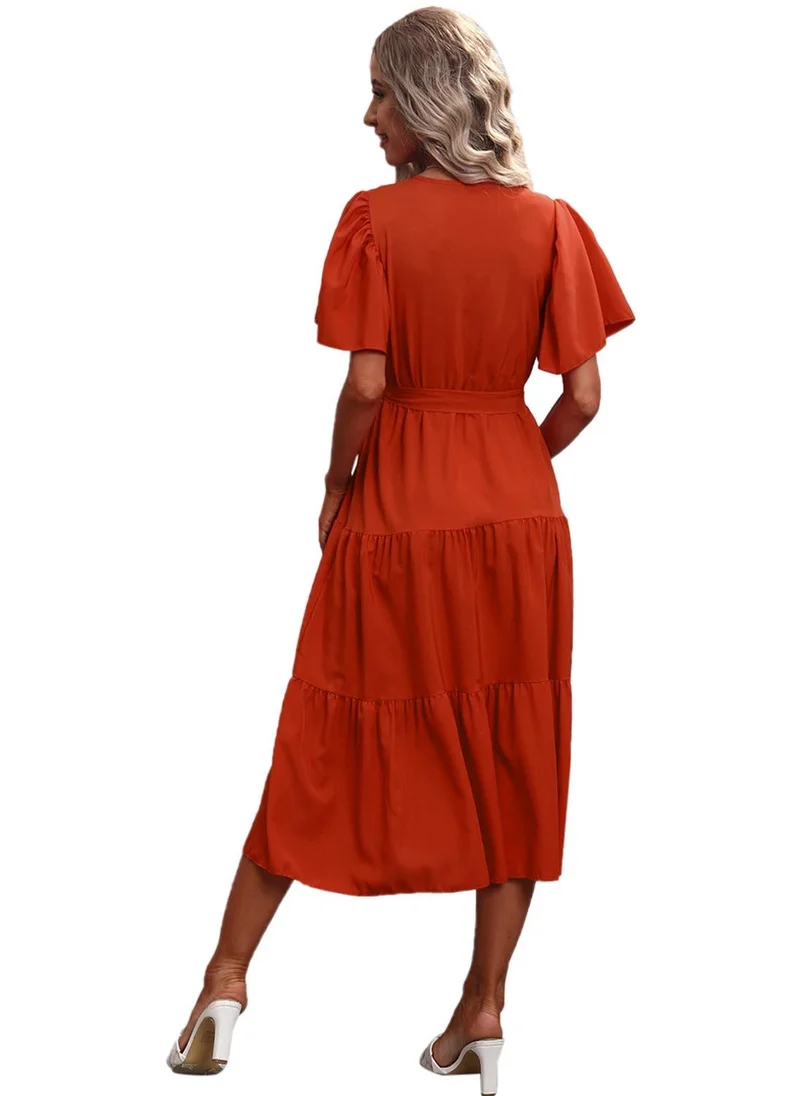 يونيكي Brown Solid Fit & Flare Dress