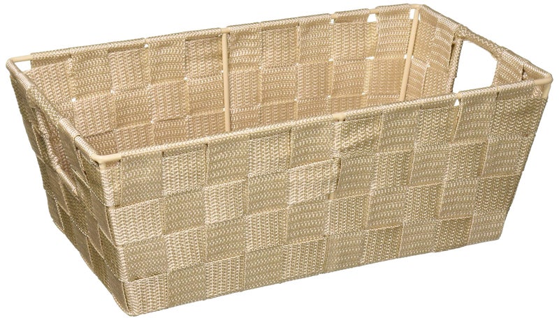 Simplify Small Shelf Woven Strap Tote | Decorative Storage Basket | Built in Handles | Organization | Closet | Bedroom | Bathroom | Nursery | Accessories | Toys | Gifts | 1 Pack | Ivory - Image 3