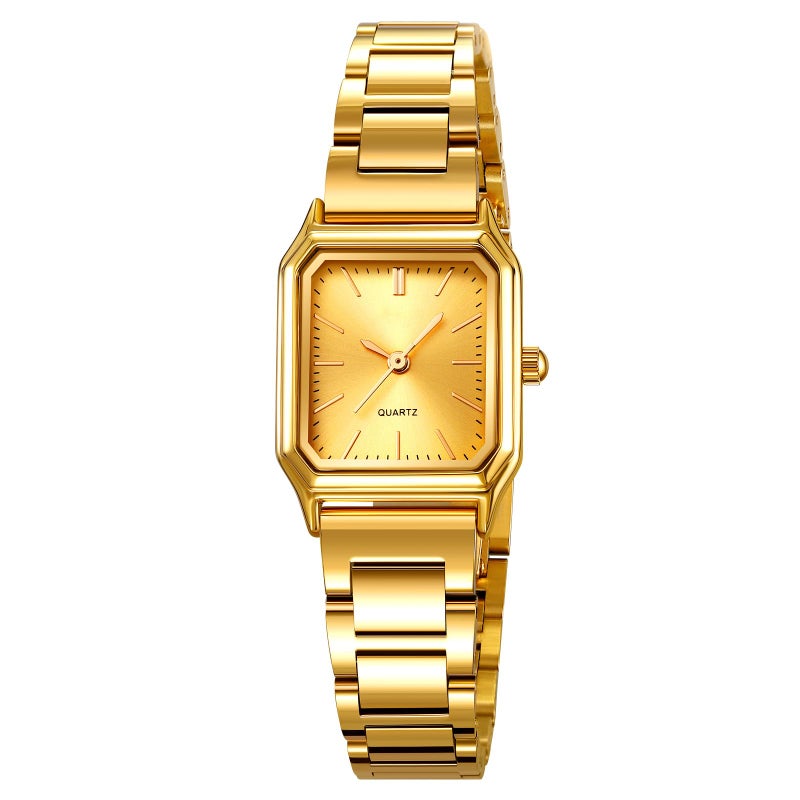 TOOCAT Steel Strap Womens Watch Fashion Simple Ladies Quartz Watch Waterproof Gold Ladies Wristwatch Gold - Image 2