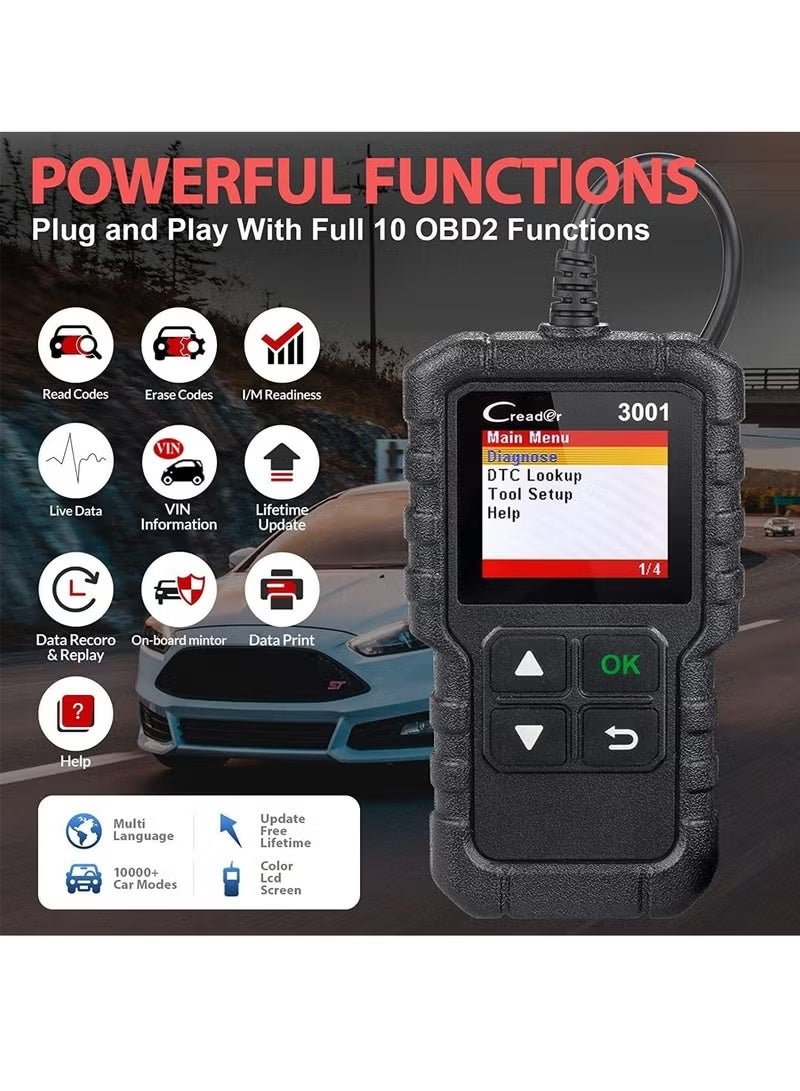 LAUNCH Creader 3001 OBD2 Scanner, Engine Fault Code Reader Mode 6 CAN Diagnostic Scan Tool for All OBDII Protocol Cars Since 1996 - Image 2