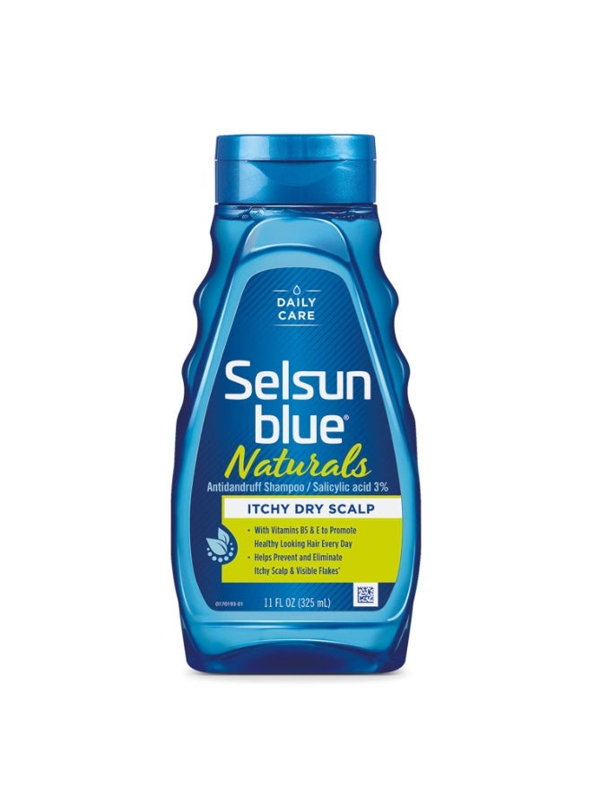 Selsun blue شامبو مضاد للقشرة وحكة فروة الرأس الجافة من سيلسون بلو ناتشورالز، 11 أونصة سائلة، تركيبة فائقة الترطيب بالإضافة إلى فيتامينات ب5 و هـ وحمض الساليسيليك 3% - Image 1