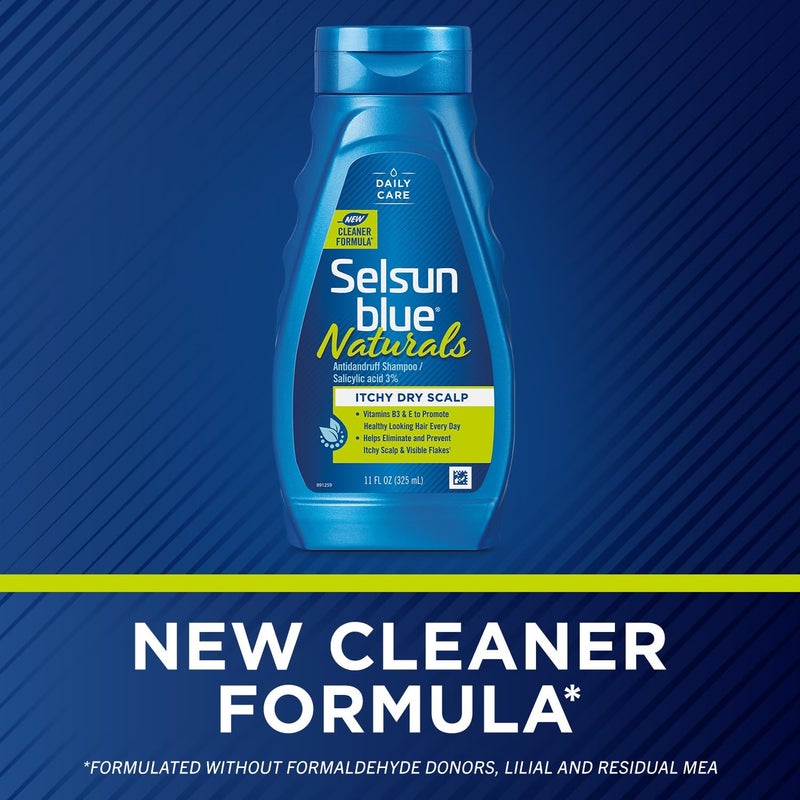 Selsun blue شامبو مضاد للقشرة وحكة فروة الرأس الجافة من سيلسون بلو ناتشورالز، 11 أونصة سائلة، تركيبة فائقة الترطيب بالإضافة إلى فيتامينات ب5 و هـ وحمض الساليسيليك 3% - Image 3