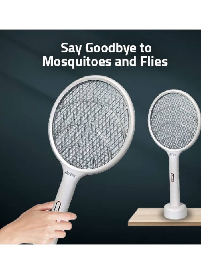 Arrow Electric Mosquito Racket - with Hand-Held Electric Ground Charge - White - RO-P101SW - Image 4