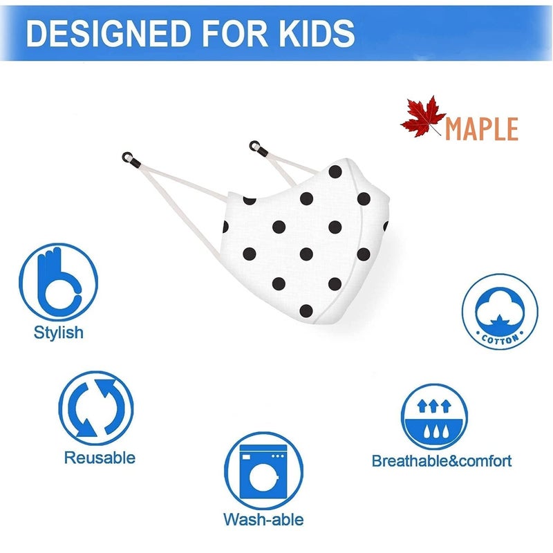 Maple قناع الوجه MP-21 للأطفال | قابل لإعادة الاستخدام والغسل | ترشيح 3 طبقات | مضاد للتلوث | قطن مطبوع واقي | قناع عصري للأطفال للبنات والأولاد غير محدد الجنس - Image 3