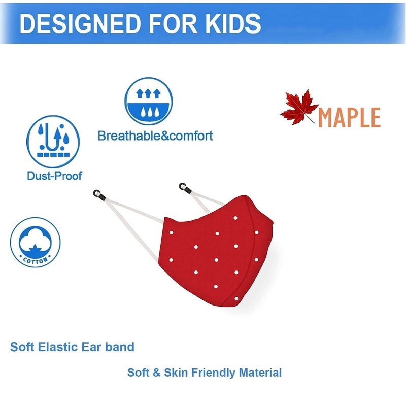 Maple قناع الوجه MP-21 للأطفال | قابل لإعادة الاستخدام والغسل | ترشيح 3 طبقات | مضاد للتلوث | قطن مطبوع واقي | قناع عصري للأطفال للبنات والأولاد غير محدد الجنس - Image 2