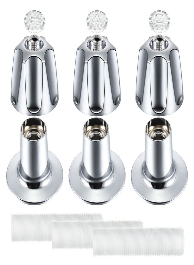 Enhon 3 Piece Shower Knob Replacement Kit Compatible with Price Pfister Verve Tub Shower Faucet, 3 Faucet Handle Hot/Cold/Diverter Replacement for Remodeling Trim(Chrome) - Image 1