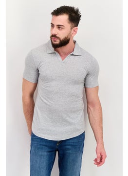 Men Regular Fit Heather Short Sleeve Polo Shirt, Grey