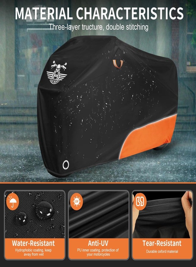 ROWYEET Motorcycle Cover Waterproof Outdoor Storage with Lock-Holes, Zipper Storage Bag & Night Reflective Design, All Season Protection Powersports Vehicle Covers Fits up to 96.5" Motorcycles - Image 4