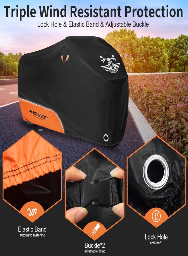 ROWYEET Motorcycle Cover Waterproof Outdoor Storage with Lock-Holes, Zipper Storage Bag & Night Reflective Design, All Season Protection Powersports Vehicle Covers Fits up to 96.5" Motorcycles - Image 5