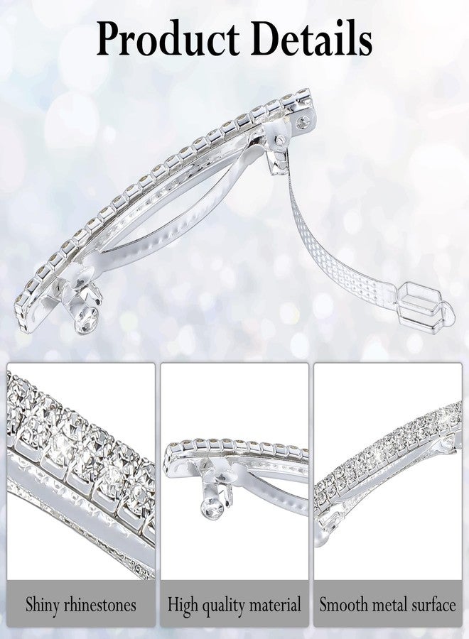 CHIROGRAPHY 4 PCS Premium Sparkly Rhinestone Hair Clips, Silver Crystal Ponytail Holder Side Clips Bling Metal Spring Small Hair Barrettes for Women Girls Bridal Wedding Engagement Prom Valentines - Image 3