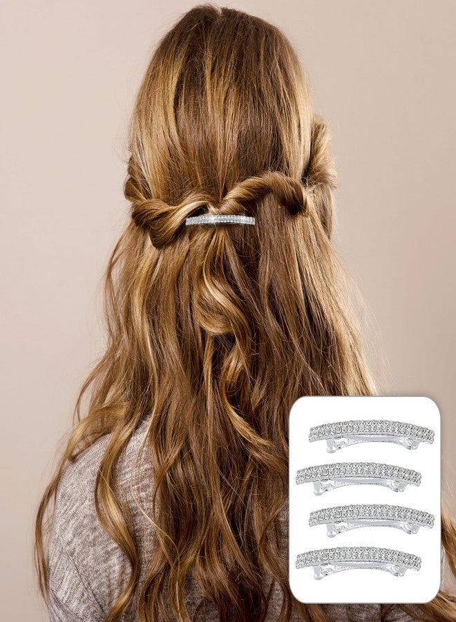 CHIROGRAPHY 4 PCS Premium Sparkly Rhinestone Hair Clips, Silver Crystal Ponytail Holder Side Clips Bling Metal Spring Small Hair Barrettes for Women Girls Bridal Wedding Engagement Prom Valentines - Image 5