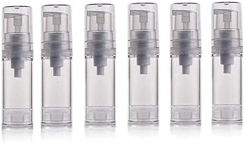 VASANA 6Pcs 5ML017oz Airless Pump Bottle Empty Refillable Plastic Airless Vacuum Pump Cream Lotion Bottle Travel Sample Packing Toiletries Liquid Container for Cosmetic Makeup Clear - Image 1