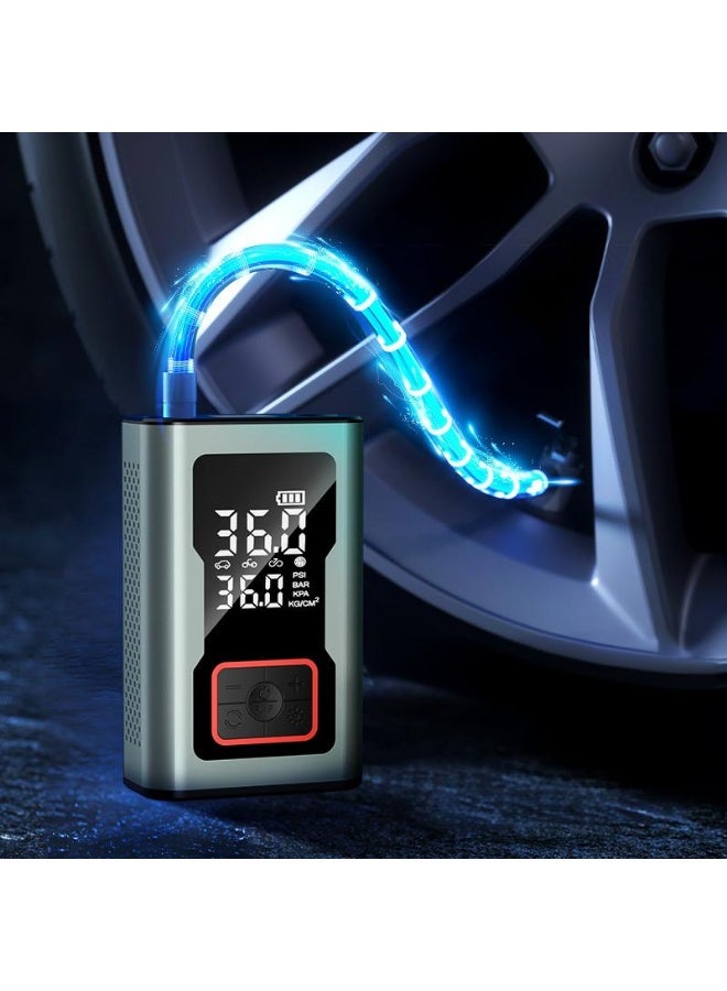 YETRUN Car Portable Air Compressor 150PSI, Automatic Air Pump Rechargeable Battery Power Bank with Digital LCD/LED Flashlight, Electric Tire Inflator for Car/Bicycle/Moto/Ball - Image 4