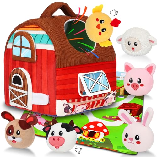 Avesa Baby Toys 612 Months Soft Barn Toy with Stuffed Farm Animals Rattle Montessori Toys for Babies 6 Months Old Sensory Infant Toy Baby Gifts Easter Basket Stuffers - Image 1