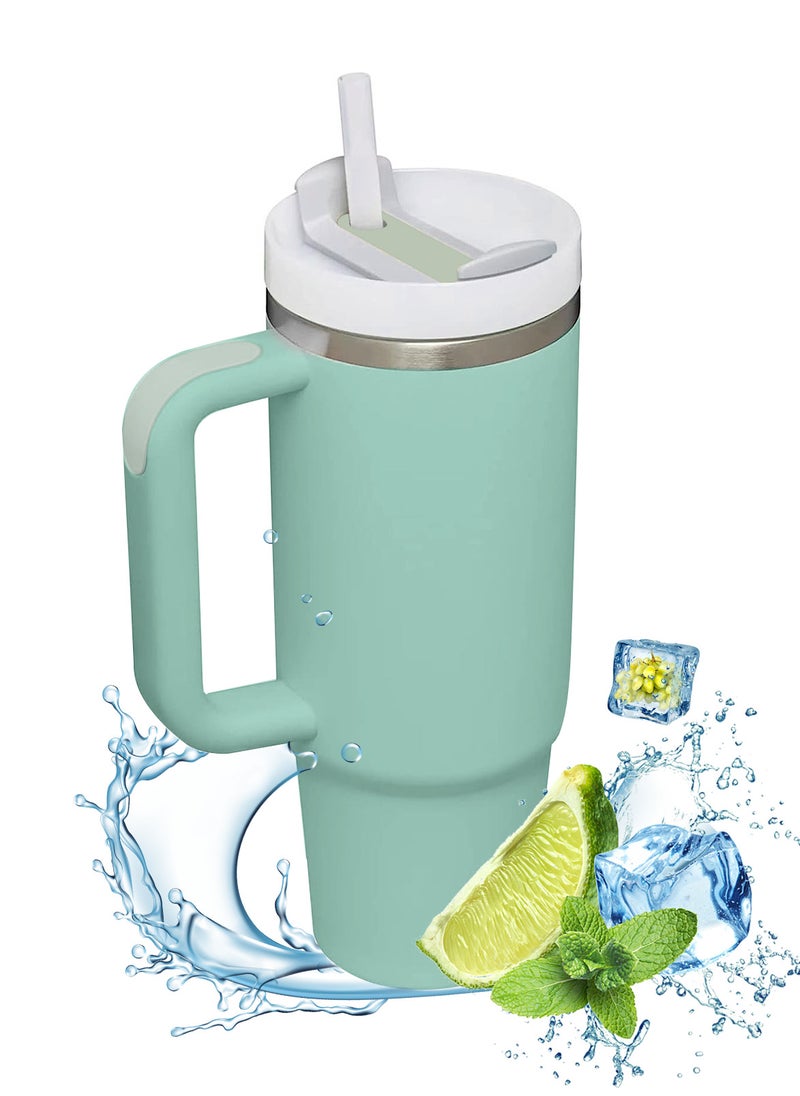 GEMFUL Tumbler with Handle and Straw Insulated 40 oz Reusable Stainless Steel Vacuum Insulated Travel Mug with Lid Iced Coffee Cup for Hot and Cold Beverages  - Image 1
