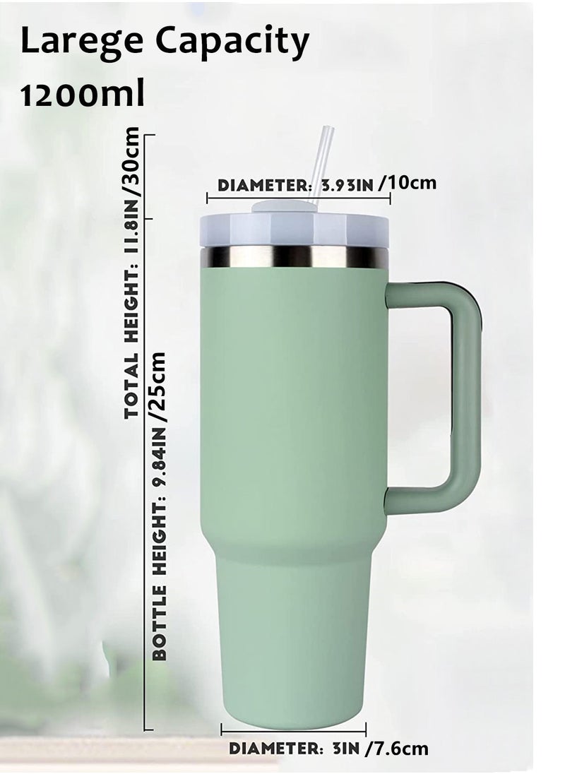 GEMFUL Tumbler with Handle and Straw Insulated 40 oz Reusable Stainless Steel Vacuum Insulated Travel Mug with Lid Iced Coffee Cup for Hot and Cold Beverages  - Image 2