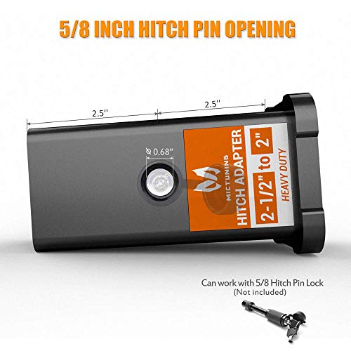 MICTUNING 2-1/2 Inch Class V to 2 Inch Class III and IV Trailer Hitch Receiver Adapter Reducer 2.5 Inches to 2 Inches Sleeve Convertor - Image 2