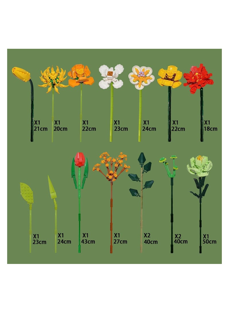 KASTWAVE Flower Bouquet Building Kit Artificial Flower Building Blocks Decorative Creative Home Accessories Botanical Collection Set for Adults Not Compatible With LEGO 827 PCS - Image 2