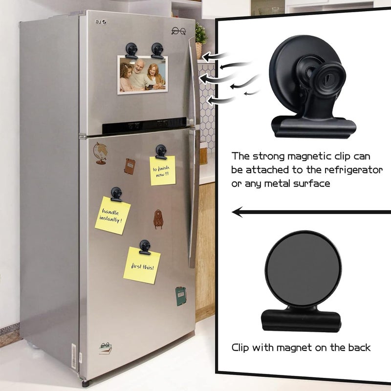 FICTIOUS Strong Magnetic Clips for Refrigerator & Whiteboard – Multi-Purpose Fridge Magnets for Home, Office, School – Heavy-Duty Display Paper Holders (Black) (5) - Image 3