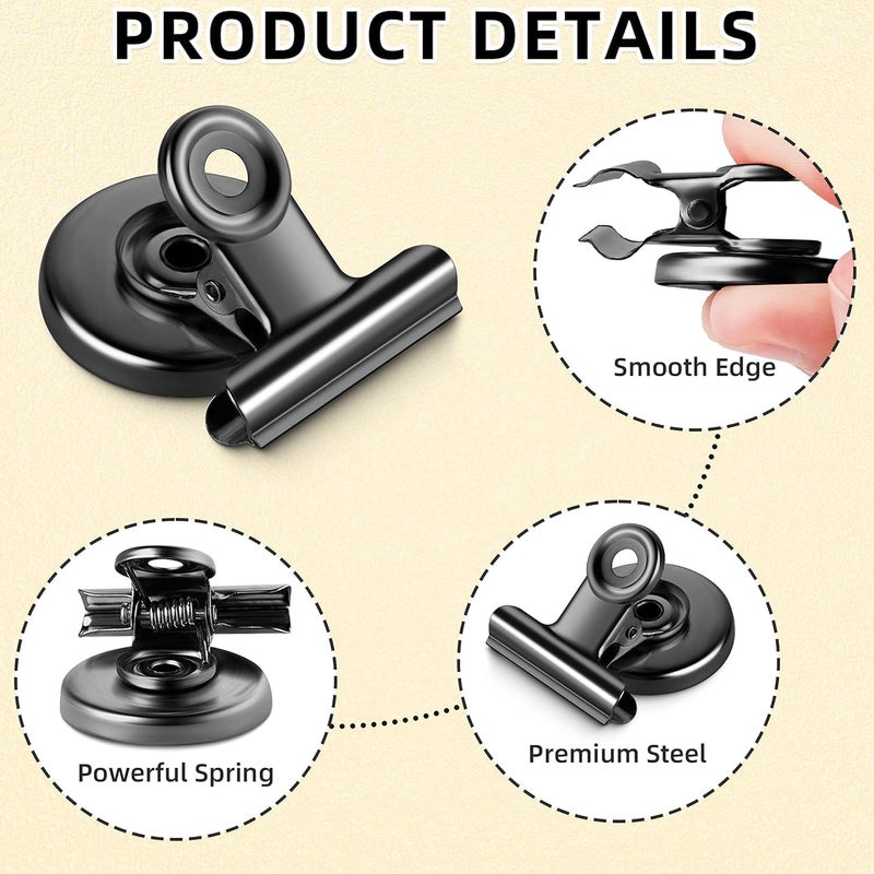 FICTIOUS Strong Magnetic Clips for Refrigerator & Whiteboard – Multi-Purpose Fridge Magnets for Home, Office, School – Heavy-Duty Display Paper Holders (Black) (5) - Image 5