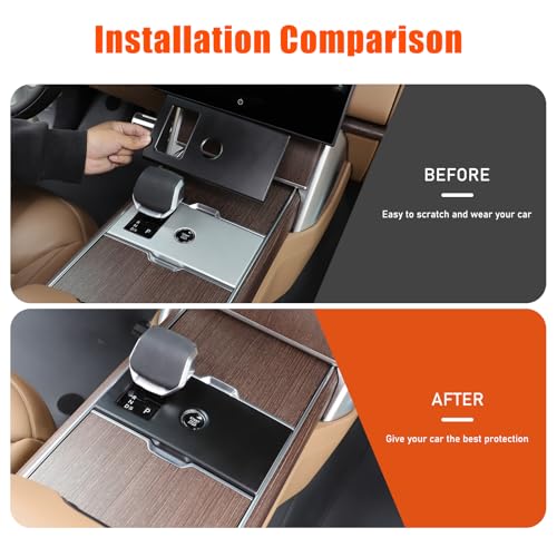 Heutamo Central Control Gear Shift Panel Trim Cover Compatible with Land Rover Range Rover Vogue 2024 2025 2026 Accessories Gear Shift Control AntiScratch Panel Decorative Cover Matt Black - Image 3