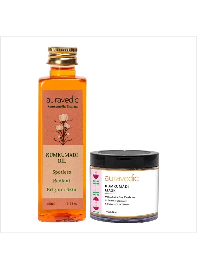 Auravedic Kumkumadi Face Care Duo –  Kumkumadi Oil 100ml & Kumkumadi mask 100g - Image 1