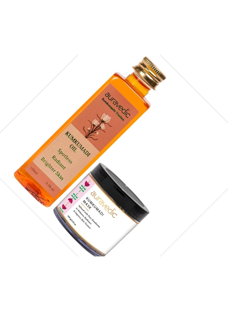 Auravedic Kumkumadi Face Care Duo –  Kumkumadi Oil 100ml & Kumkumadi mask 100g - Image 3