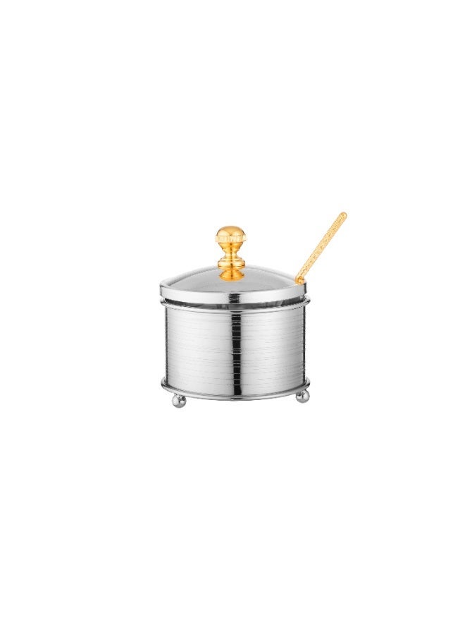 ✨ Luxurious serving sugar bowl with spoon – Rust-resistant metal in a durable silver and gold finish | 9 x 11 cm ✨ - Image 2